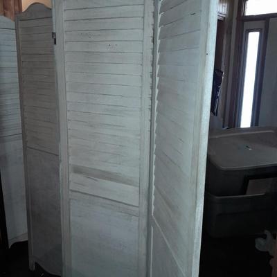 Decorative wooden Farmhouse Whitewashed Wood Home Room Divider Screen w/ Hinges 3 of 4