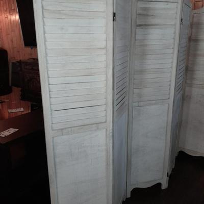 Decorative wooden Farmhouse Whitewashed Wood Home Room Divider Screen w/ Hinges 4 of 4