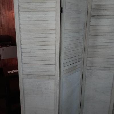 Decorative wooden Farmhouse Whitewashed Wood Home Room Divider Screen w/ Hinges 4 of 4