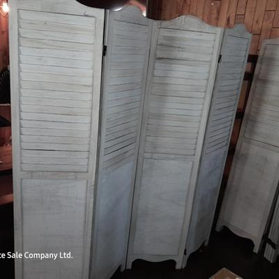 Decorative wooden Farmhouse Whitewashed Wood Home Room Divider Screen w/ Hinges 4 of 4