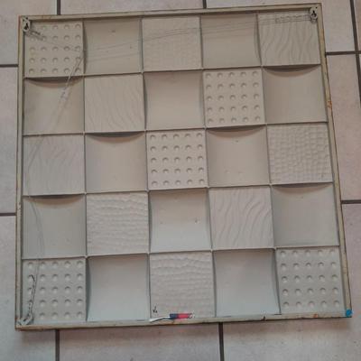 Large Embossed Metal Decorative Wall Plate With 3 Distinct Geo Designs Fleur-de-Lis