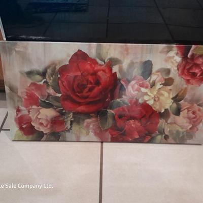 Two canvas wall hangings Roses and LOVE
