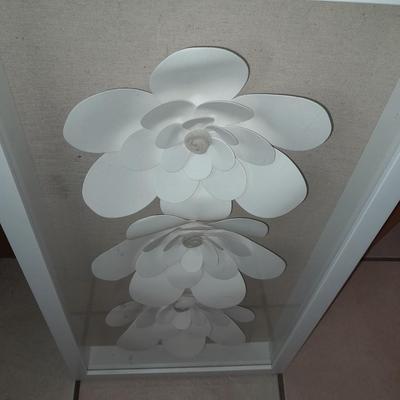 Glass Framed White 3-D Magnolias Shadow Box wall art