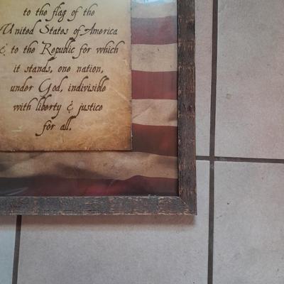 Framed "I Pledge Allegiance" in rustic wood frame ready to hang!