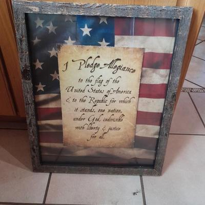 Framed "I Pledge Allegiance" in rustic wood frame ready to hang!