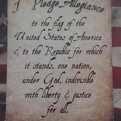 Framed "I Pledge Allegiance" in rustic wood frame ready to hang!