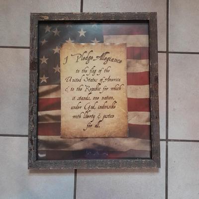 Framed "I Pledge Allegiance" in rustic wood frame ready to hang!