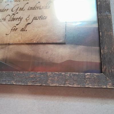 Framed "I Pledge Allegiance" in rustic wood frame ready to hang!