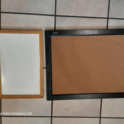 Framed corkboard and framed whiteboard