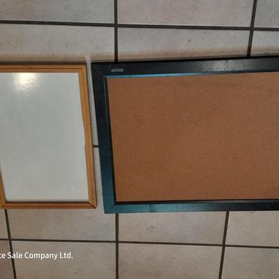 Framed corkboard and framed whiteboard