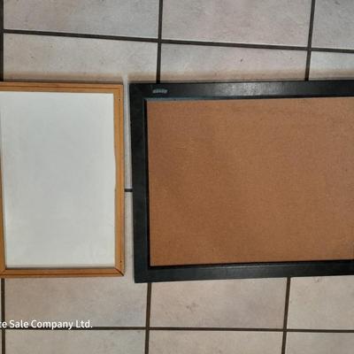 Framed corkboard and framed whiteboard