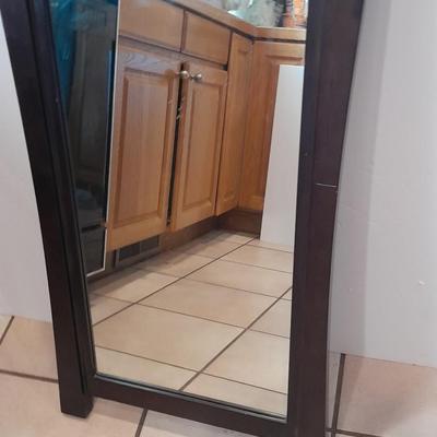 Framed cherry wood color Home accent mirror