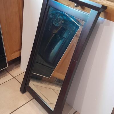 Framed cherry wood color Home accent mirror