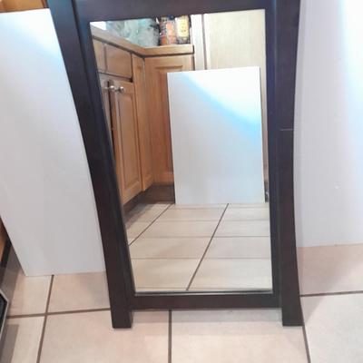 Framed cherry wood color Home accent mirror