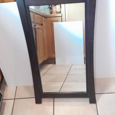 Framed cherry wood color Home accent mirror