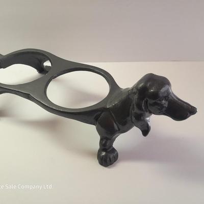 Dachshund Cast Iron Dog Food & Water Bowl Holder - Rae Dunn CHOW bowl and Dog coat