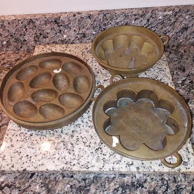 Lot of 3 heave brass molds