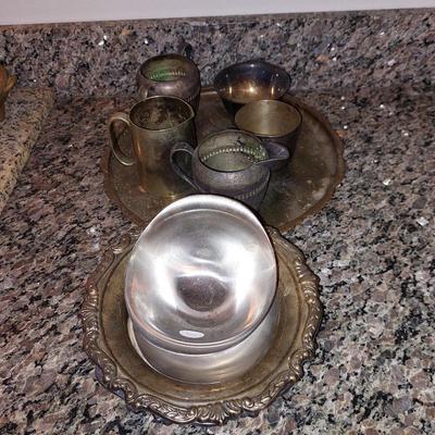 Lot brass and silver-plated items