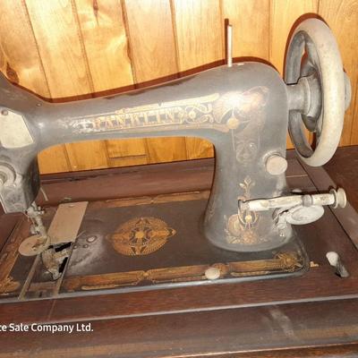 Ornate Antique Franklin Treadle Sewing Machine c. 1917 with Foldaway Cabinet