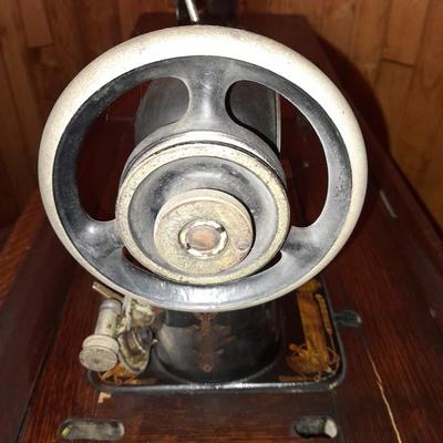 Ornate Antique Franklin Treadle Sewing Machine c. 1917 with Foldaway Cabinet