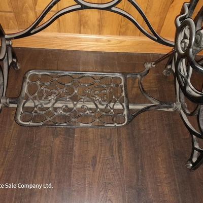 Ornate Antique Franklin Treadle Sewing Machine c. 1917 with Foldaway Cabinet