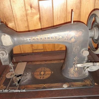 Ornate Antique Franklin Treadle Sewing Machine c. 1917 with Foldaway Cabinet