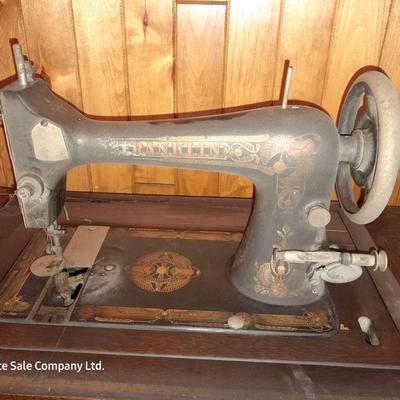 Ornate Antique Franklin Treadle Sewing Machine c. 1917 with Foldaway Cabinet