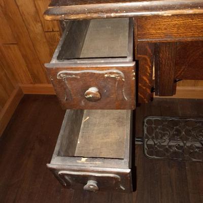 Ornate Antique Franklin Treadle Sewing Machine c. 1917 with Foldaway Cabinet