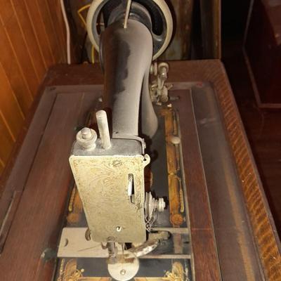 Ornate Antique Franklin Treadle Sewing Machine c. 1917 with Foldaway Cabinet