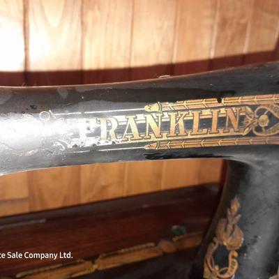 Ornate Antique Franklin Treadle Sewing Machine c. 1917 with Foldaway Cabinet