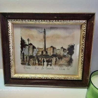 Framed picture - metal lantern - fall scented candle and "She believed she could, so she did" decor.