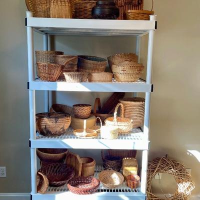 Lot of baskets shelf unit not included