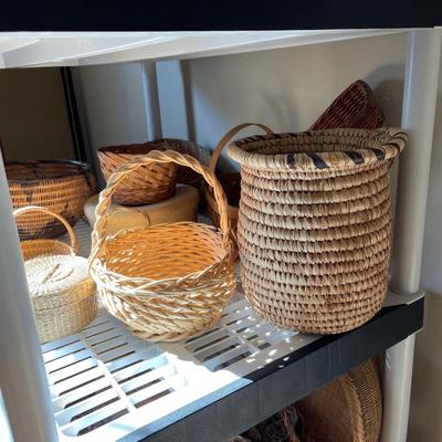Lot of baskets shelf unit not included