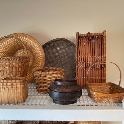 Lot of baskets shelf unit not included