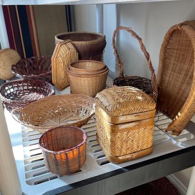 Lot of baskets shelf unit not included