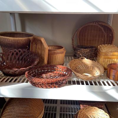 Lot of baskets shelf unit not included