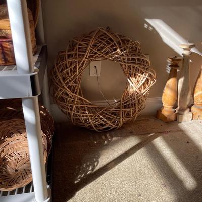 Lot of baskets shelf unit not included