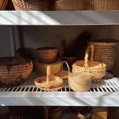 Lot of baskets shelf unit not included