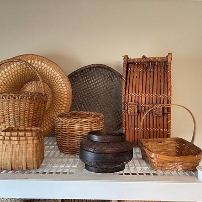 Lot of baskets shelf unit not included