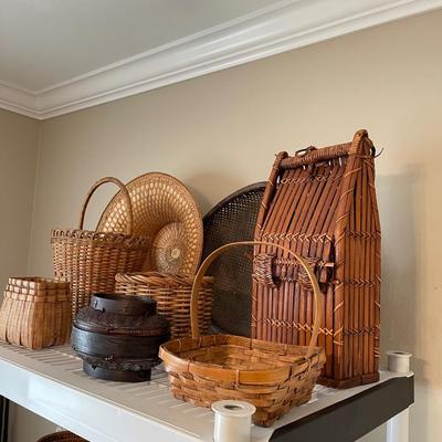 Lot of baskets shelf unit not included