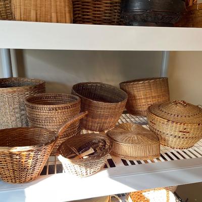 Lot of baskets shelf unit not included