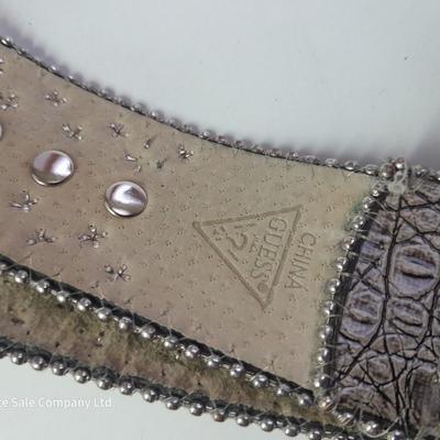 Angel Barcelo hobo bag style black tie dye like purse with Rhinestone BLING Guess Belt