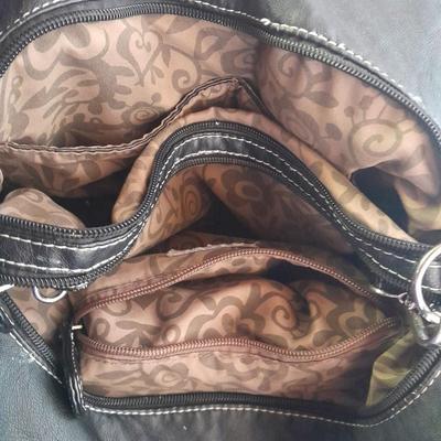 Angel Barcelo hobo bag style black tie dye like purse with Rhinestone BLING Guess Belt