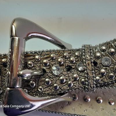 Angel Barcelo hobo bag style black tie dye like purse with Rhinestone BLING Guess Belt