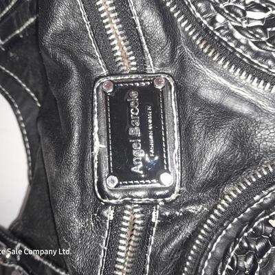 Angel Barcelo hobo bag style black tie dye like purse with Rhinestone BLING Guess Belt