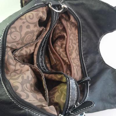 Angel Barcelo hobo bag style black tie dye like purse with Rhinestone BLING Guess Belt