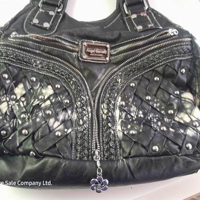Angel Barcelo hobo bag style black tie dye like purse with Rhinestone BLING Guess Belt