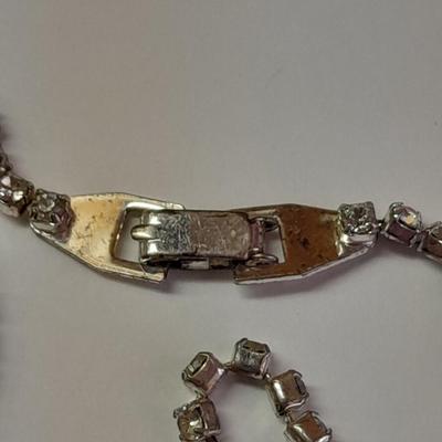 Rhinestone Jewlery - Necklace - Bracelet with ring attached. and another Bracelet