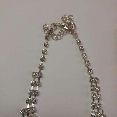Rhinestone Jewlery - Necklace - Bracelet with ring attached. and another Bracelet
