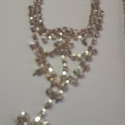 Rhinestone Jewlery - Necklace - Bracelet with ring attached. and another Bracelet